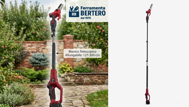 TRONCARAMI ELETTROSEGA A BATTERIA SANDRIGARDEN SG-TR2400 21V-4AH 2B TAGL.20 CM + MANICO TELESCOPICO 127-300 CM